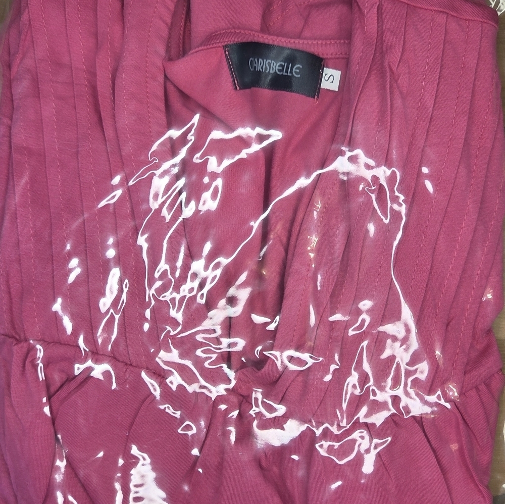 Pink Ruffled V-Neck Women's Top Size Small - Picture 5 of 5